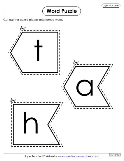 Word Puzzle: Hat (Printable PDF Worksheet)