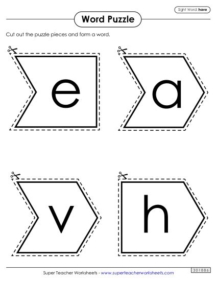 Word Puzzle: Have (Printable PDF Worksheet)