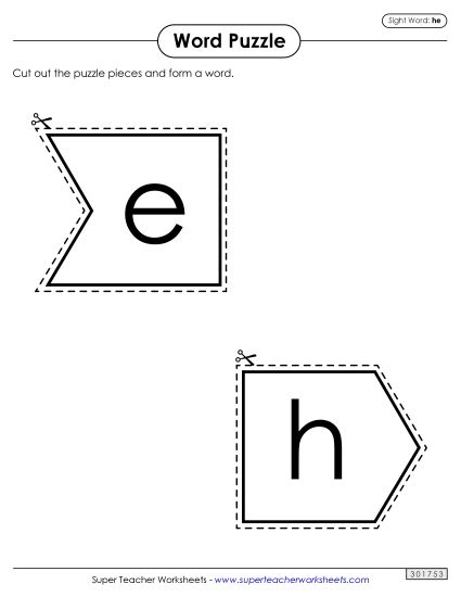 Word Puzzle: He (Printable PDF Worksheet)