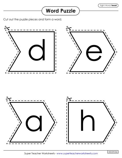 Word Puzzle: Head (Printable PDF Worksheet)