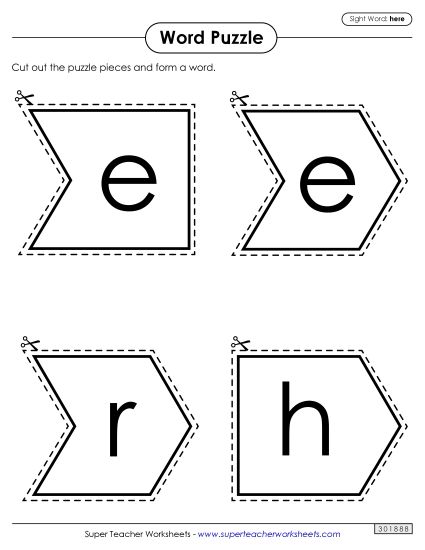 Word Puzzle: Here (Printable PDF Worksheet)