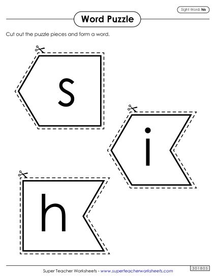 Word Puzzle: His (Printable PDF Worksheet)