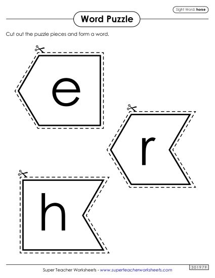 Word Puzzle: Horse (Printable PDF Worksheet)