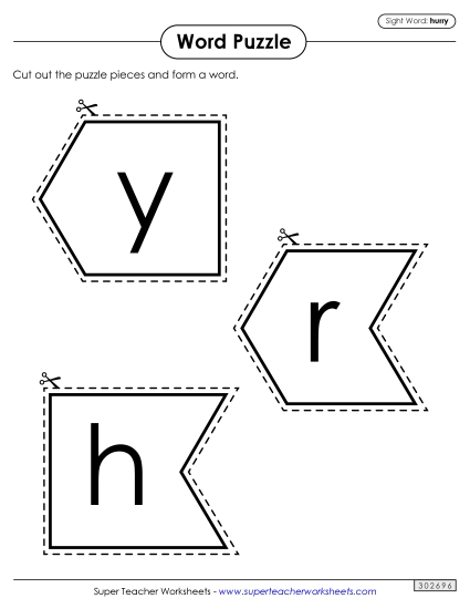 Word Puzzle: Hurry (Printable PDF Worksheet)