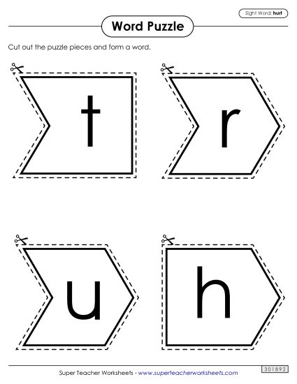 Word Puzzle: Hurt (Printable PDF Worksheet)