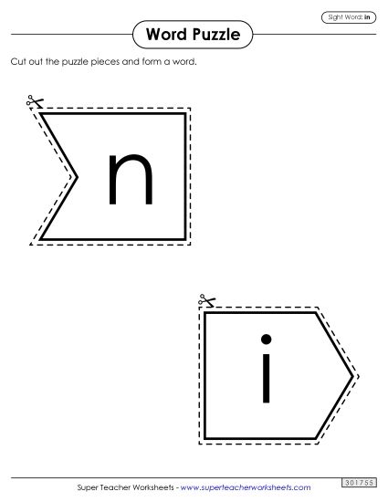 Word Puzzle: In (Printable PDF Worksheet)