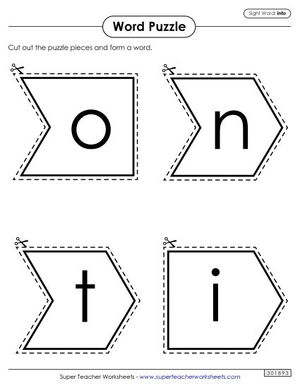 Word Puzzle: Into (Printable PDF Worksheet)