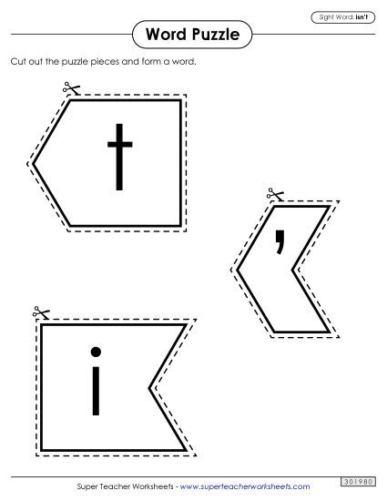 Word Puzzle: Isn't (Printable PDF Worksheet)