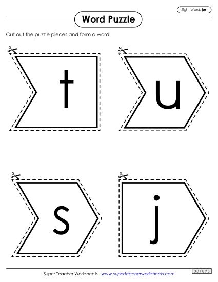 Word Puzzle: Just (Printable PDF Worksheet)