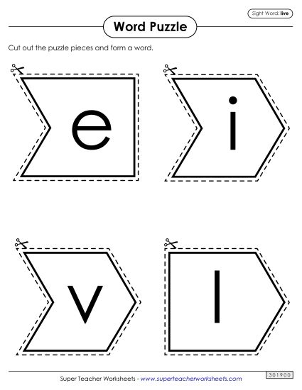 Word Puzzle: Live (Printable PDF Worksheet)