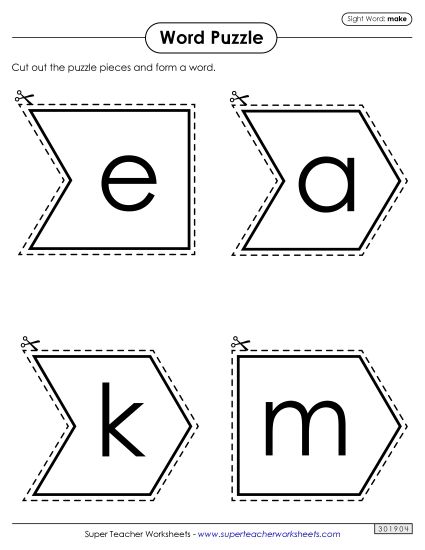 Word Puzzle: Make (Printable PDF Worksheet)