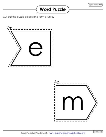 Word Puzzle: Me (Printable PDF Worksheet)