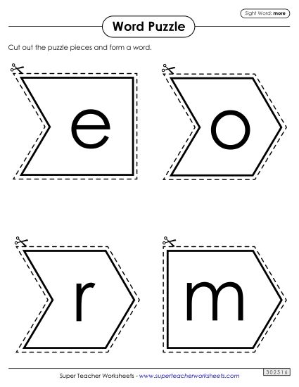 Word Puzzle: More (Printable PDF Worksheet)