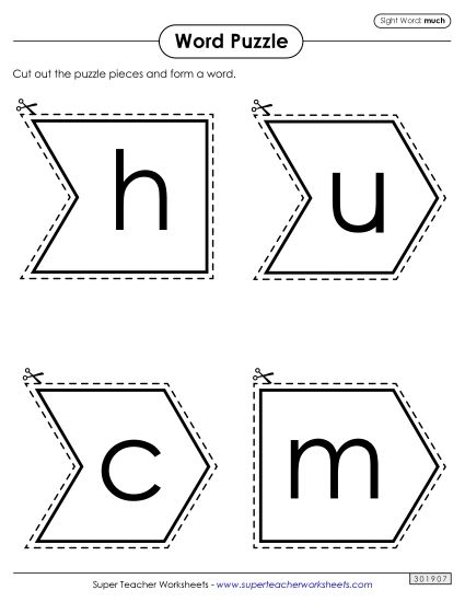 Word Puzzle: Much (Printable PDF Worksheet)