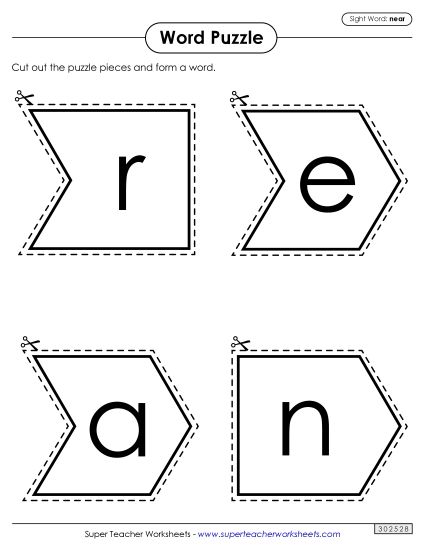 Word Puzzle: Near (Printable PDF Worksheet)