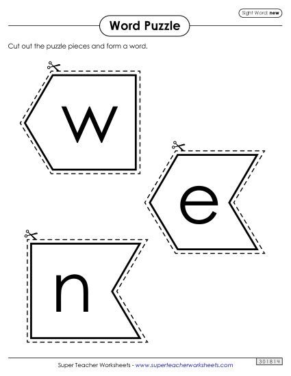 Word Puzzle: New (Printable PDF Worksheet)