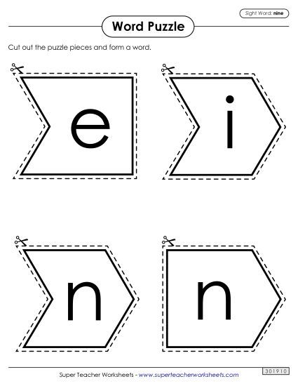 Word Puzzle: Nine (Printable PDF Worksheet)