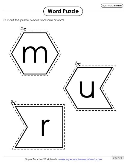 Word Puzzle: Number (Printable PDF Worksheet)