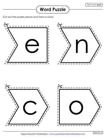 Word Puzzle: Once (Printable PDF Worksheet)