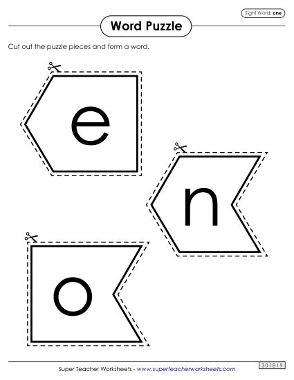 Word Puzzle: One (Printable PDF Worksheet)