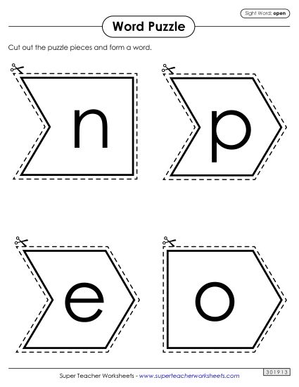 Word Puzzle: Open (Printable PDF Worksheet)