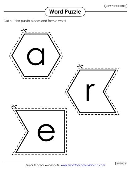 Word Puzzle: Orange (Printable PDF Worksheet)