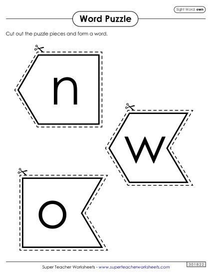 Word Puzzle: Own (Printable PDF Worksheet)
