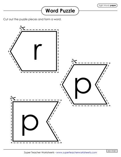 Word Puzzle: Paper (Printable PDF Worksheet)
