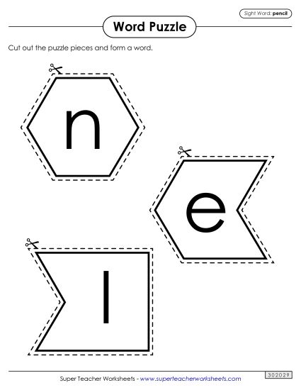 Word Puzzle: Pencil (Printable PDF Worksheet)