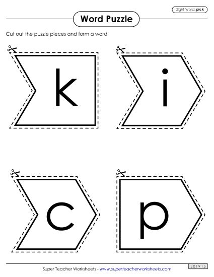 Word Puzzle: Pick (Printable PDF Worksheet)
