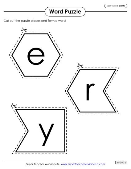 Word Puzzle: Pretty (Printable PDF Worksheet)