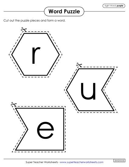 Word Puzzle: Purple (Printable PDF Worksheet)