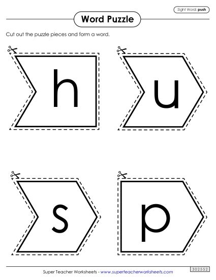 Word Puzzle: Push (Printable PDF Worksheet)
