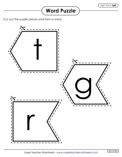 Word Puzzle: Right (Printable PDF Worksheet)