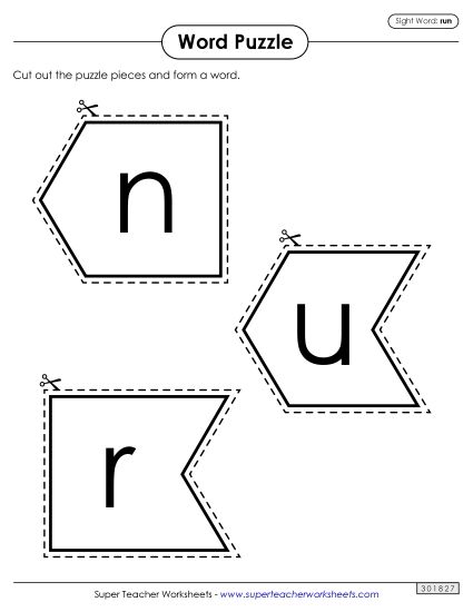 Word Puzzle: Run (Printable PDF Worksheet)