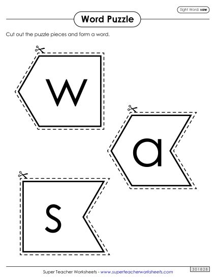 Word Puzzle: Saw (Printable PDF Worksheet)