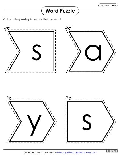 Word Puzzle: Says (Printable PDF Worksheet)