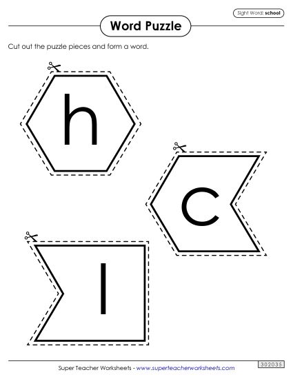 Word Puzzle: School (Printable PDF Worksheet)