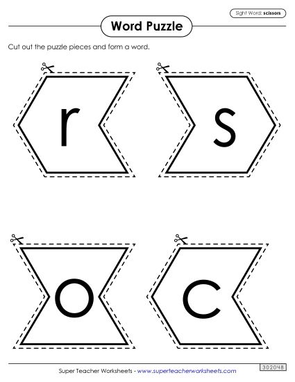 Word Puzzle: Scissors (Printable PDF Worksheet)