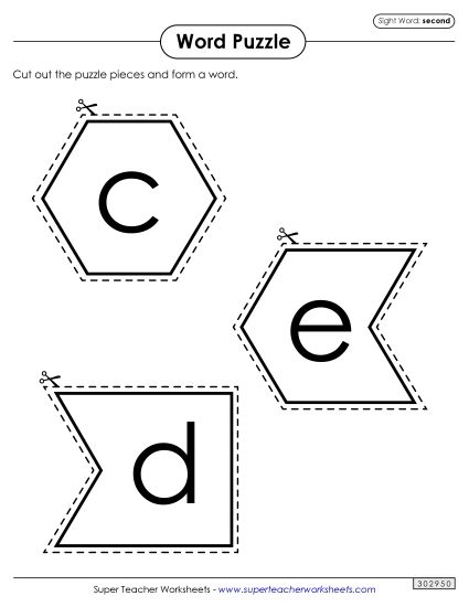 Word Puzzle: Second (Printable PDF Worksheet)
