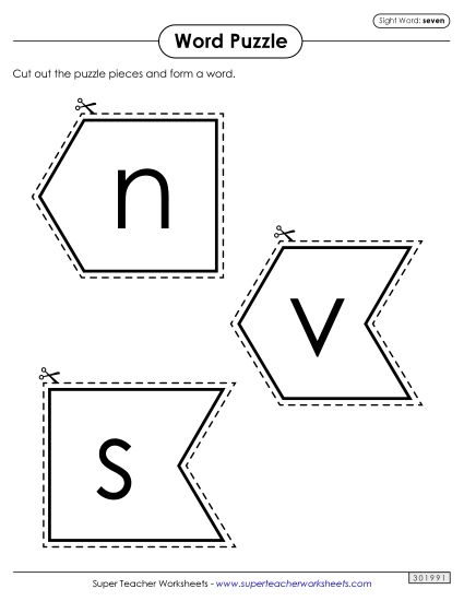 Word Puzzle: Seven (Printable PDF Worksheet)