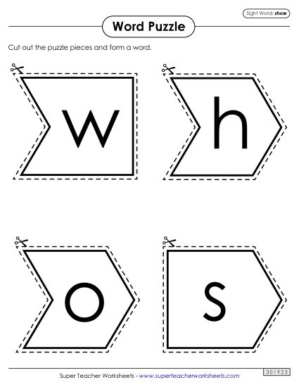 Word Puzzle: Show (Printable PDF Worksheet)