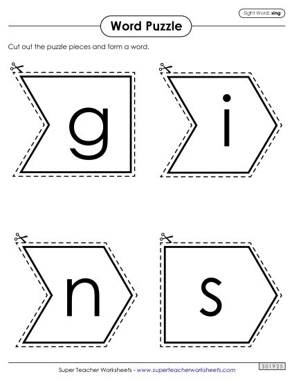 Word Puzzle: Sing (Printable PDF Worksheet)