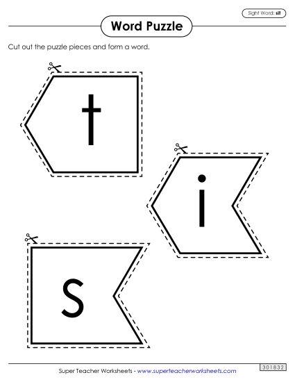 Word Puzzle: Sit (Printable PDF Worksheet)