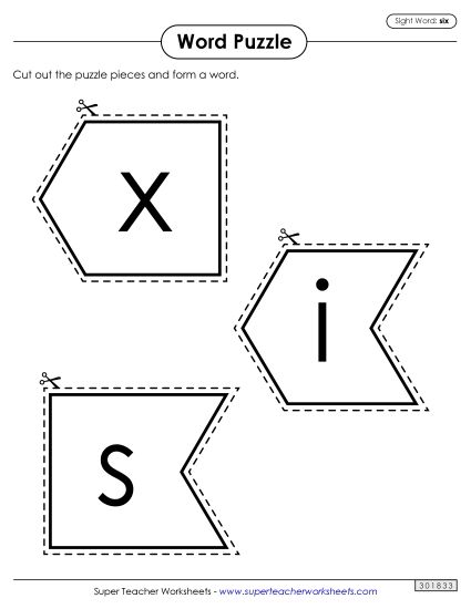 Word Puzzle: Six (Printable PDF Worksheet)