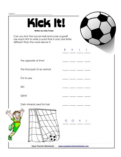 Word Challenges - Word Puzzle - Soccer (Easy) (Printable PDF Worksheet)
