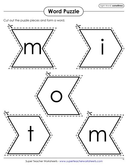 Word Puzzle: Sometimes (Printable PDF Worksheet)