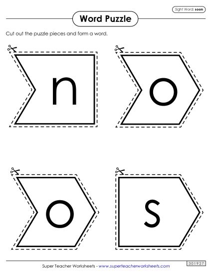 Word Puzzle: Soon (Printable PDF Worksheet)