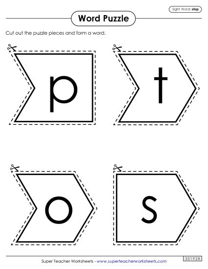 Word Puzzle: Stop (Printable PDF Worksheet)