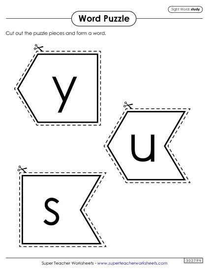 Word Puzzle: Study (Printable PDF Worksheet)